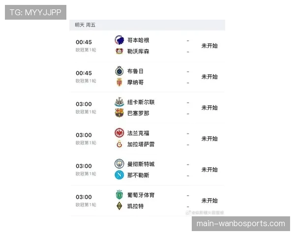 欧冠联赛第七轮赛程公布 2026年1月20日打响决战日十八场同期开战